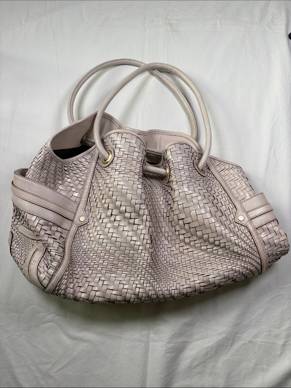 Cole Haan Woven Shoulder Bag in Pale Pink with Gold-Tone Hardware - Picture 2 of 6